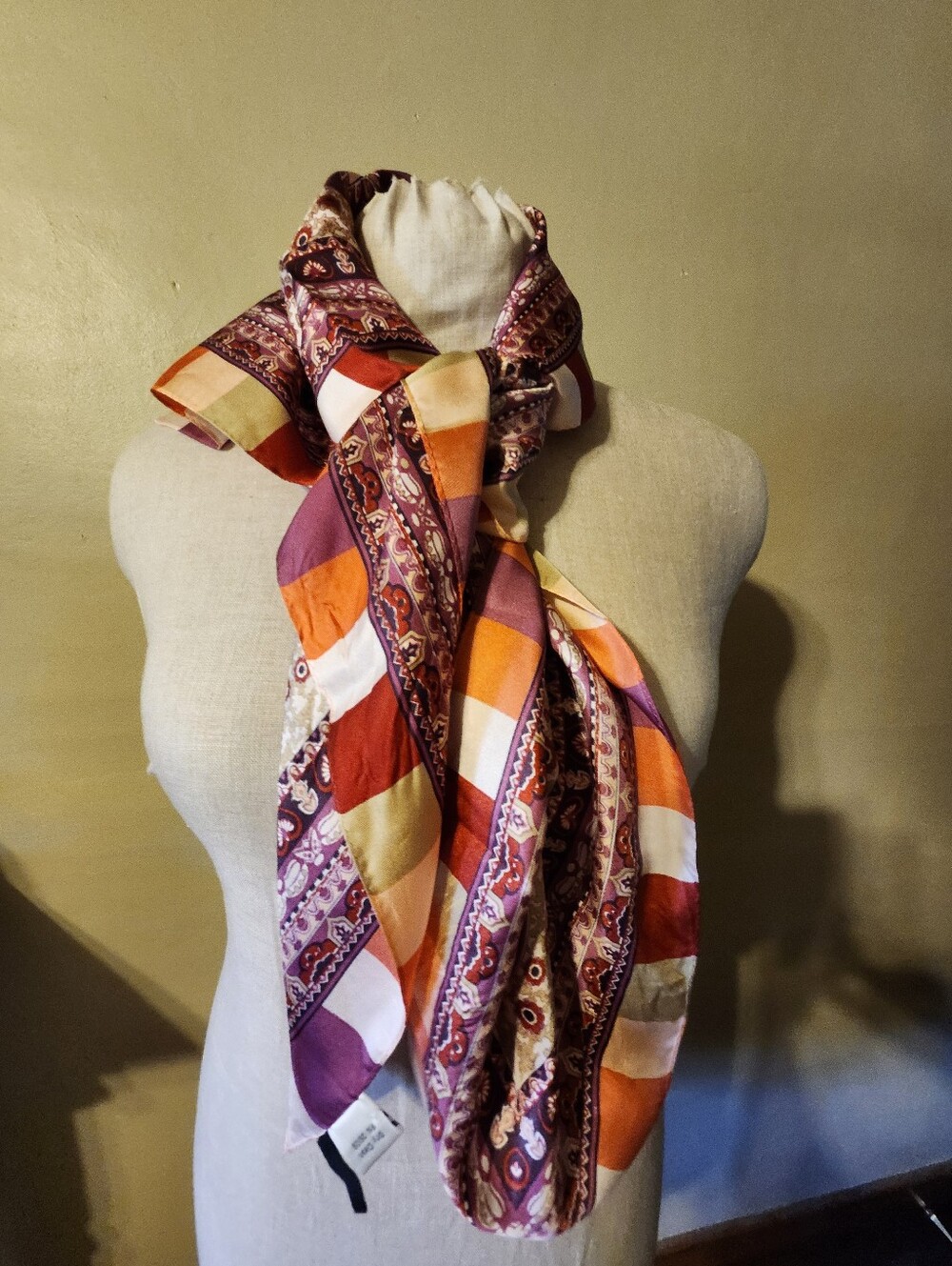 Talbots Colorblock Paisley 100% Silk Scarf